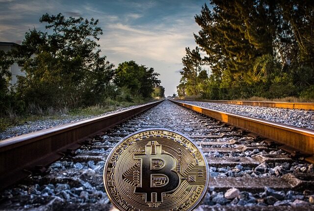 bitcoin on a train track