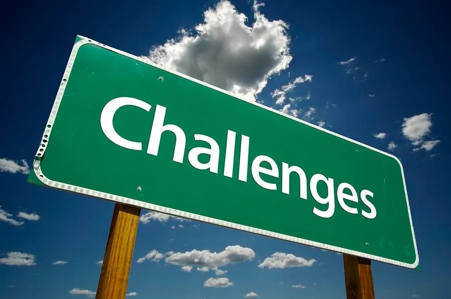 A billboard containing the words ‘Challenges’