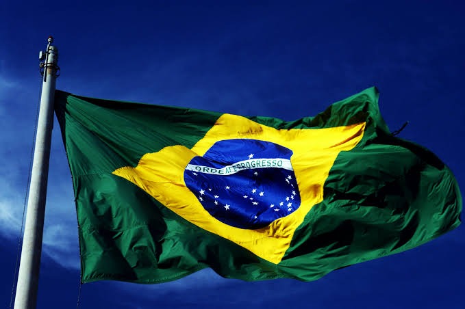 A close-up image of the Brazilian flag 