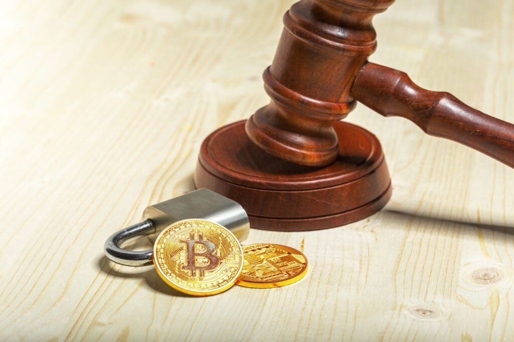 Bitcoin, Padlock, and a Gavel 