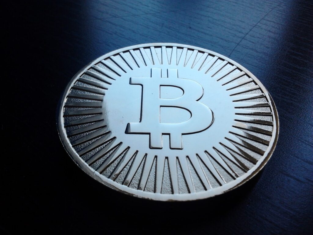 Bitcoin on a dark table