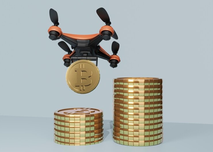 Cryptocurrency distribution with drone