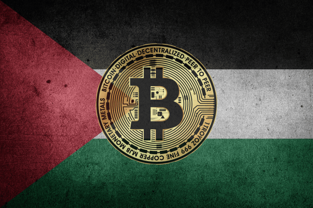 Palestine flag and bitcoin