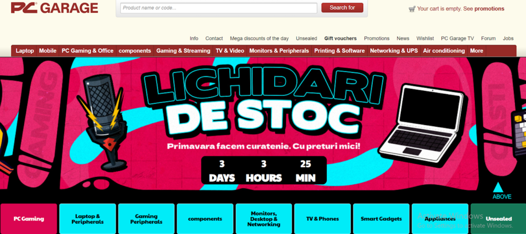 Homepage of PC Garage