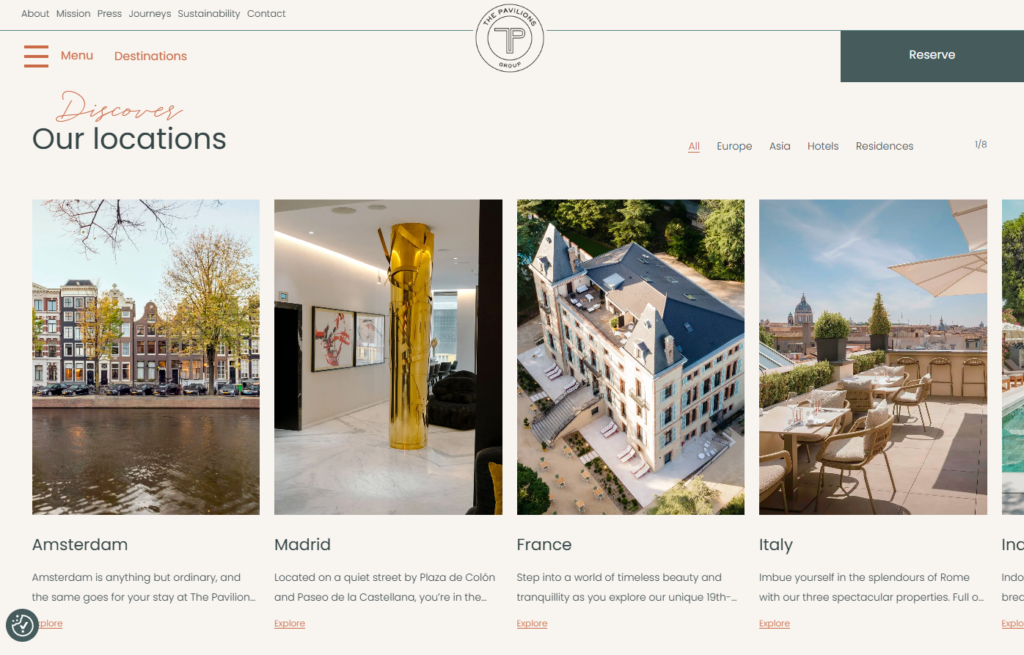 Pavilions Hotels & Resorts Homepage