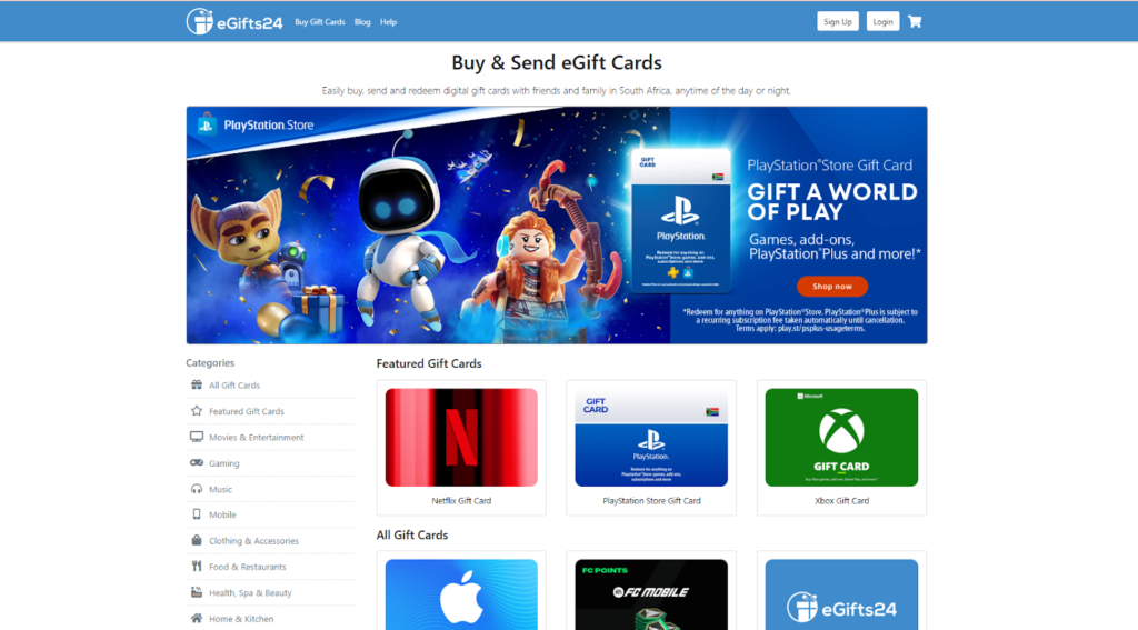 Egifts Homepage
