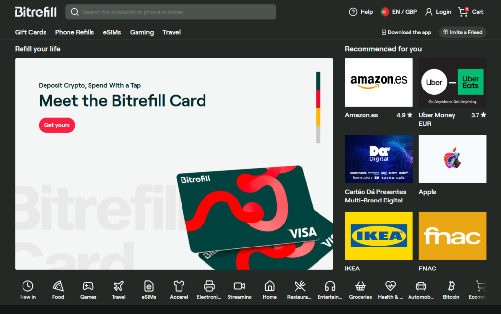 BitRefill Homepage