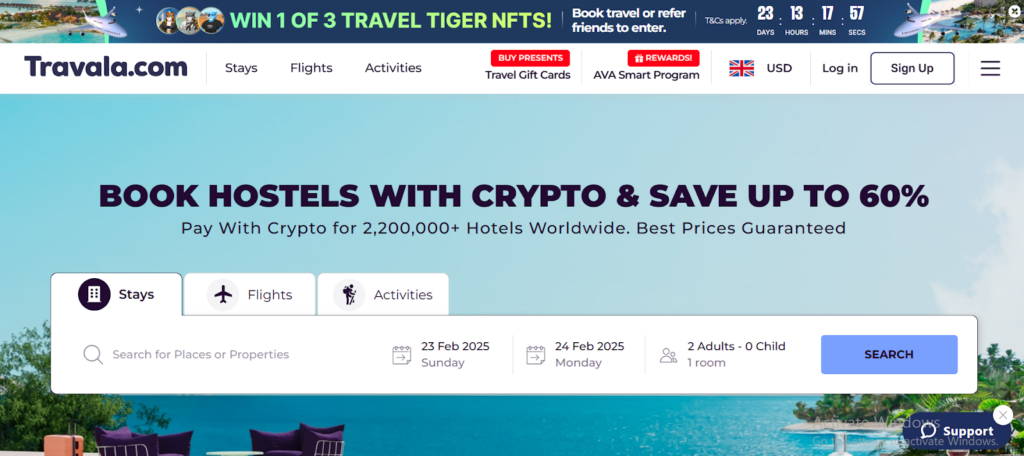 Travala’s Homepage