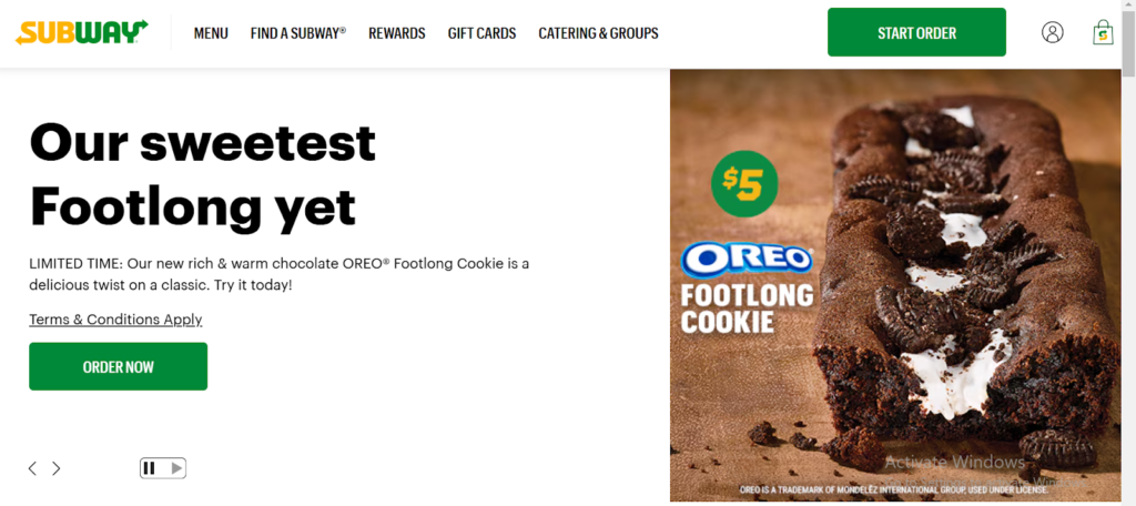Subway’s Homepage