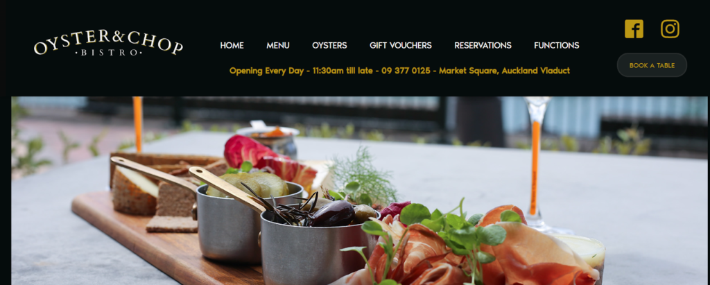 Homepage of Oyster and Chop