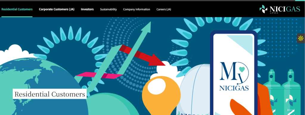 Screenshot of Nichigas Homepage
