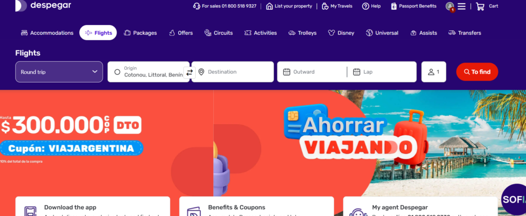 Despegar Homepage
