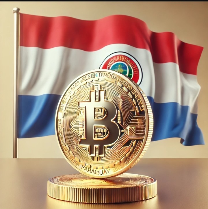 Bitcoin next to Paraguay flag