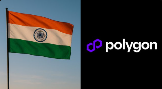 Indian flag beside Polygon logo