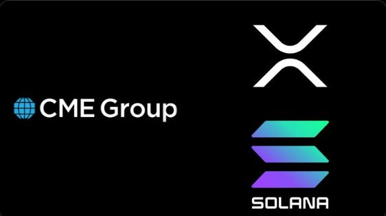CME Group, XRP and Solana logo