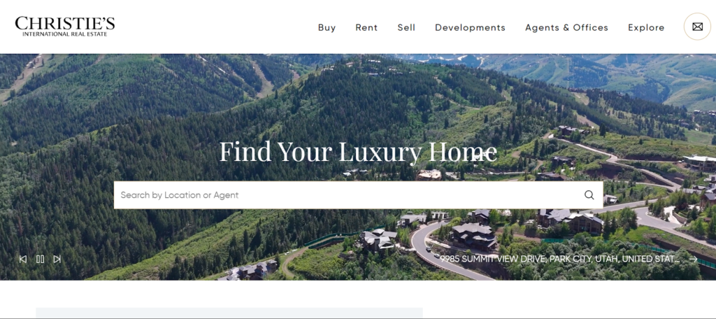 Homepage of Christie's International Real Estate's Website