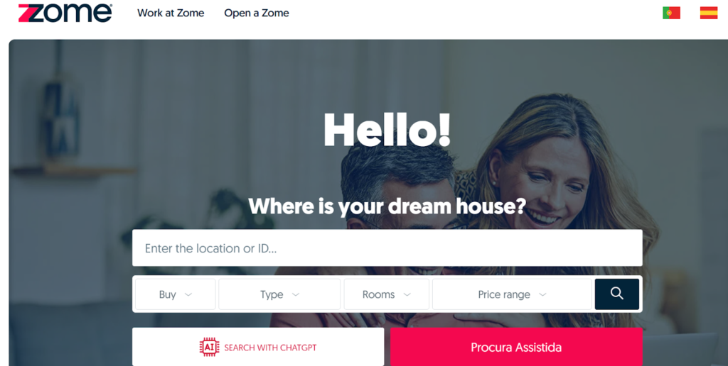 Homepage of the Zome WReal Estate Agency website