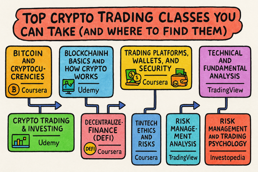 Image showing “top crypto trading classes and where to find them”