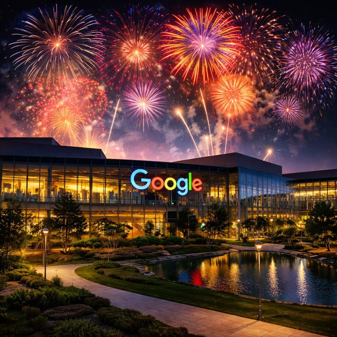 Google image with knockout lights in the sky