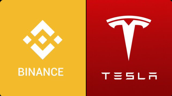 Binance and Tesla logo