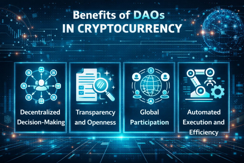 Image showing the benefits of DAOs in Cryptocurrency