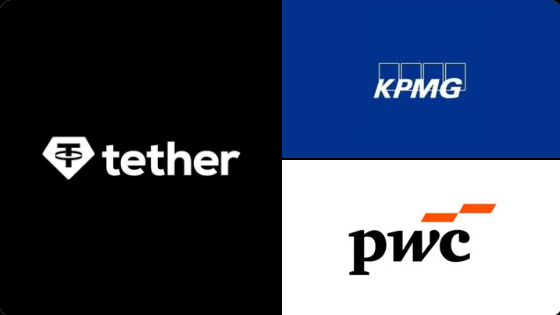 Tether, KPMG and PwC logo