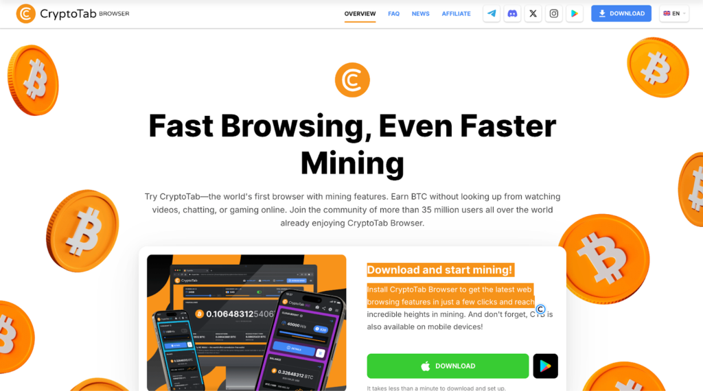 Cryptotab browser homepage