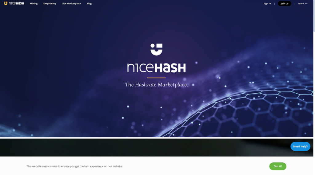 Nicehash homepage