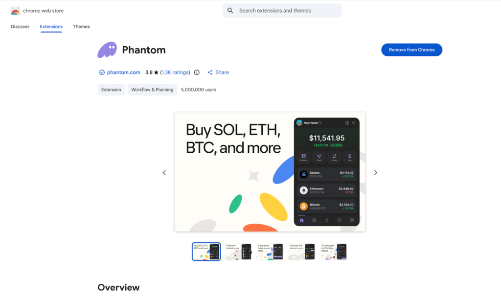 An overview of the phantom app on the app store