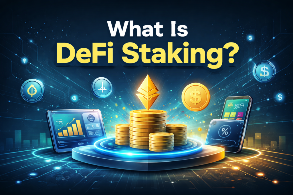 Image showing the text “what is Defi Staking”?