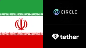 Iran flag, Circle and Tether logo